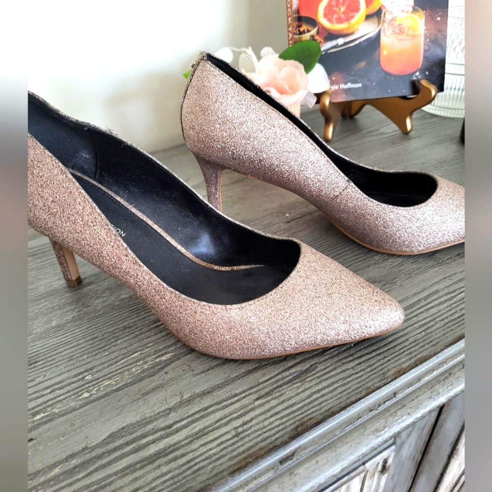 BCBG Rose Gold Glitter Heels